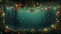Generative AI Christmas and New Year green banner with copy space. A fabulous winter forest with a Christmas tree Royalty Free Stock Photo