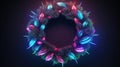 Generative AI, Christmas wreath in cyberpunk style, futuristic nostalgic 80s, 90s.