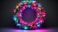 Generative AI, Christmas wreath in cyberpunk style, futuristic nostalgic 80s, 90s.