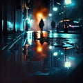 wet city neon ligth