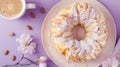 Generative AI Classic French dessert Paris Brest with custard cream Cake Paris Brest with praline cream powdered