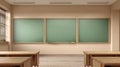 Generative AI Classroom Interior with Empty Chalkboards and Desks Ready for Learning and Academic Activities busin Royalty Free Stock Photo
