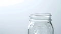 Generative AI Close empty glass jar for food and canned food on white business concept.