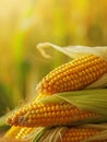 Generative AI Close-up corn cobs in corn plantation field. business concept. Royalty Free Stock Photo