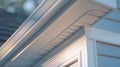 Generative AI Close up of white frame gutter guard system eaves through fascia drip edge colonial white soffit wit