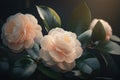 Generative AI. Closeup of beautiful flowers of Camellia japonica