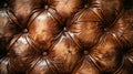 Generative AI Closeup of an elegant vintage Chesterfield pattern brown leather sofa with seat and cushions busines Royalty Free Stock Photo