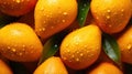 Generative AI, closeup fresh mango fruit background. Tropical exotic closeup photo