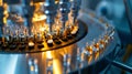 Generative AI Closeup of Medical Ampoule Production Line at Modern Modern Pharmaceutical Factory Medication Manufa