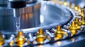 Generative AI Closeup of Medical Ampoule Production Line at Modern Modern Pharmaceutical Factory Medication Manufa