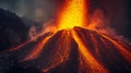 Generative AI CloseUp of Molten Lava Spewing from Erupting Volcano in Fiery Display business concept.