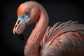 Generative AI. Closeup portrait of a Caribbean Flamingo, also known as American flamingo or Phoenicopterus ruber