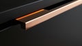 Generative AI Closeup on stylish copper handle in modern black drawer business concept.