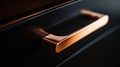 Generative AI Closeup on stylish copper handle in modern black drawer business concept.