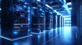 Generative ai collage image picture photo of data center interior with server storage high quality protection Royalty Free Stock Photo