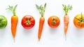 Generative AI Colored set green red orange of tomato and carrot Isolated on white background Healthy food concept Royalty Free Stock Photo