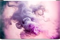 Generative AI, colored smoke with lilac and blue background Royalty Free Stock Photo