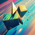 Colorful abstract background forming triangles randomly but has high artistic value