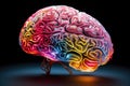 Colorful brain illustration, cognitive science, educational psychology, learning neuroscience neurogenesis, thinking brain, memory