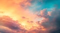 Generative AI Colorful cloudy sky at sunset. Gradient color. Sky texture, abstract nature background business conc