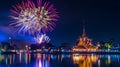 Generative AI Colorful firework in a night sky at Ho kham luang at Royal Park Rajapruek in chiang maiThailand busi Royalty Free Stock Photo