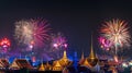 Generative AI Colorful firework in a night sky at Ho kham luang at Royal Park Rajapruek in chiangmaiThailand busin Royalty Free Stock Photo