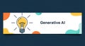Generative AI Concept Banner with Lightbulb Royalty Free Stock Photo