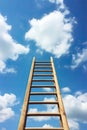 Generative AI Concept Image Of Wooden Ladder Leading Up To Blue Sky And Clouds To Show Ambition And Aspiration