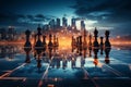 Generative AI conjures chess pieces amidst a futuristic city skyline