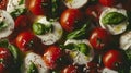 Generative AI Cooking background ingredients for prepare caprese salad top view business concept.