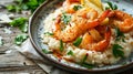 Creamy risotto with shrimps fried prawns 4