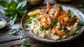 Creamy risotto with shrimps fried prawns 2