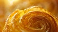 Generative AI Croissant macro French croissant with waves Air baking Croissant for puff pastry advertising Croissa