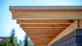 Generative AI Currently joist framework for house is being installed along with gutter holders soffit fascia trim