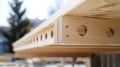 Generative AI Currently joist framework for house is being installed along with gutter holders soffit fascia trim