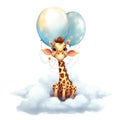 Generative AI Cute baby giraffe-