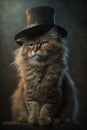 Generative AI. A cute cat with a big hat on its head Royalty Free Stock Photo