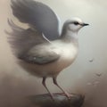 Generative AI: cute exotic fantasy bird very feathery in pastel colors on a light background