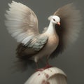 Generative AI: cute exotic fantasy bird very feathery in pastel colors on a light background