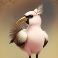 Generative AI: cute exotic fantasy bird very feathery in pastel colors on a light background