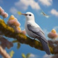 Generative AI: cute exotic fantasy bird very feathery in pastel colors on a light background