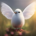 Generative AI: cute exotic fantasy bird very feathery in pastel colors on a light background