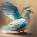 Generative AI: cute exotic fantasy dove very feathery in pastel colors on a light background