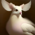 Generative AI: cute exotic fantasy dove very feathery in pastel colors on a light background