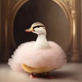 Generative AI: cute exotic fantasy duck very feathery in pastel colors on a light background