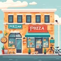 Generative AI Cute pizzeria building with-