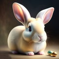 Generative AI: cute withe bunny with blurred background Royalty Free Stock Photo