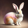 Generative AI: cute withe bunny with blurred background Royalty Free Stock Photo