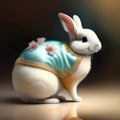 Generative AI: cute withe bunny with blurred background Royalty Free Stock Photo