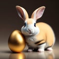 Generative AI: cute withe bunny with blurred background Royalty Free Stock Photo